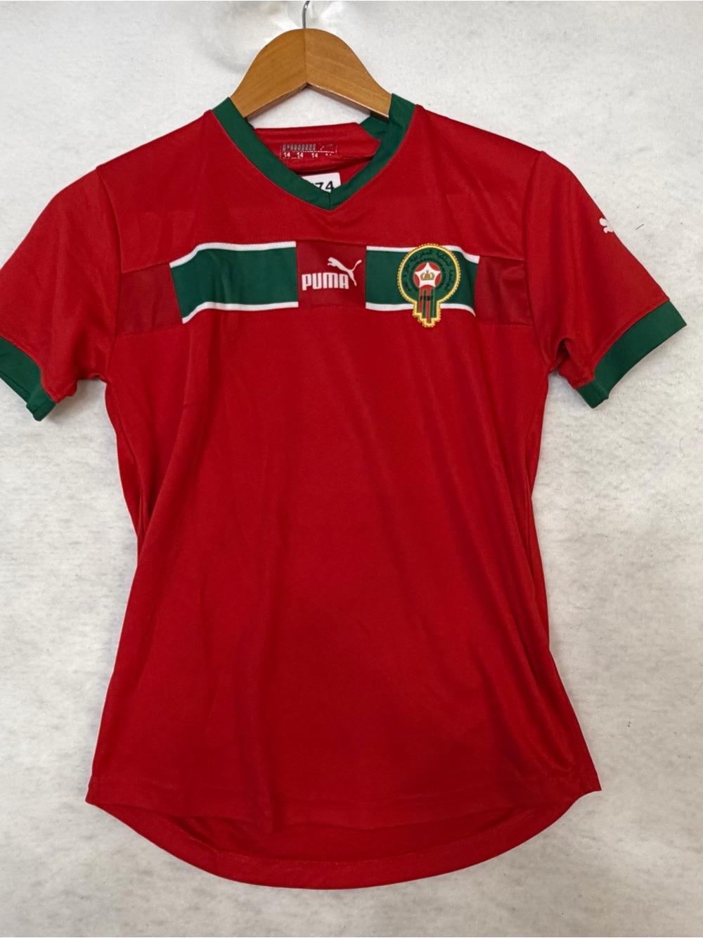 Morocco Achraf Hakimi #2 Home Jersey 2022 World Cup Puma Red Women’s Sz 14 8774
